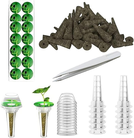 64pcs Seed Pod Kit for Aerogarden, Hydroponics Supplies for All Brands Hydroponics Growing System, Grow Anything Kit with 20 Grow Sponges, 20 PVC Labels, 12 Plant Baskets & Domes, 1pc Tweezer