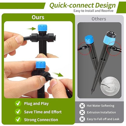 Drippers for Drip Irrigation,15 pcs Quick Connect Drip Emitters for 1/4" Drip Irrigation Tubing Adjustable 360 Degree Water Flow Drip Irrigation Heads Water Drippers for Plants Flower Garden
