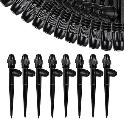 20 Pcs Drip Irrigation Misting Spray Emitters,360 Degree Adjustable Atomizing Nozzles Drip Line Misting Emitters for 1/4" Irrigation Tubing Micro Drip Misting Sprinkler for Garden Watering System