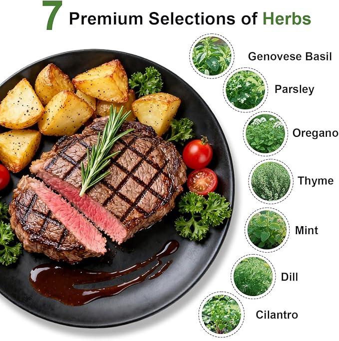 Gourmet Herb Seed Pod Kit for AeroGarden, idoo, Ahopegarden, MUFGA with Basil, Parsley, Thyme, Mint, Cilantro, Dill, Oregano - Hydroponics Supplies for Most Brand (7-pod)