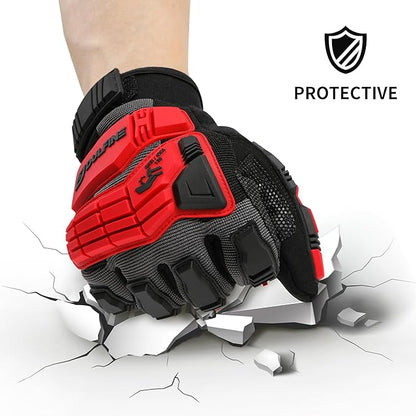 DULFINE Impact-Resistant Work Gloves Men, Heavy Duty Mechanic Gloves,Touch Screen,Ideal for Construction,Forestry, Oil Rig Drilling,Mechanic