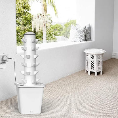 Hydroponics Growing System, 30-Plant Indoor Hydroponic Tower with Pump System, Plants Germination Kit, Smart Aeroponic Herb Garden, Vertical Hydroponic System for Gardening Lover (No Seed)
