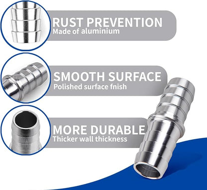 5/8" Hose Barb Splice Coupler Repair Fitting Aluminum Adapter 2Pcs