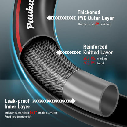 Short Garden Hose 10ft x 5/8", NON-EXPANDABLE Heavy Duty Premium Flexible Water Hose, No Kink, Leakproof, Lightweight Hybrid Hose with Male to Female Fittings for Household&Backyard