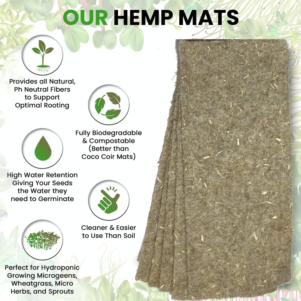 Organic Wheatgrass Self Watering Kit Refill Mats & Seeds for 5 Crops. (Refill Kits)