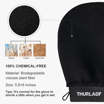 Korean Exfoliating Mitt, Exfoliating Glove, 3 Pack Viscose Fiber Body Scrub Gloves, Dead Skin Remover for Smoother Skin, Self-Tan Prep and Removal, Blue White Black