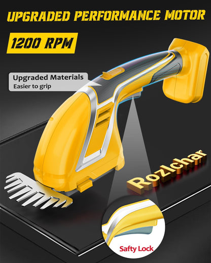 Rozlchar Cordless Hedge Trimmer & Grass Shears Handheld Compatible for Dewalt 20V Battery(No Battery), Lightweight 7.87'' Electric Hedge Trimmer 4.7" Grass Cutter Combo for Lawn, Backyard, Garden