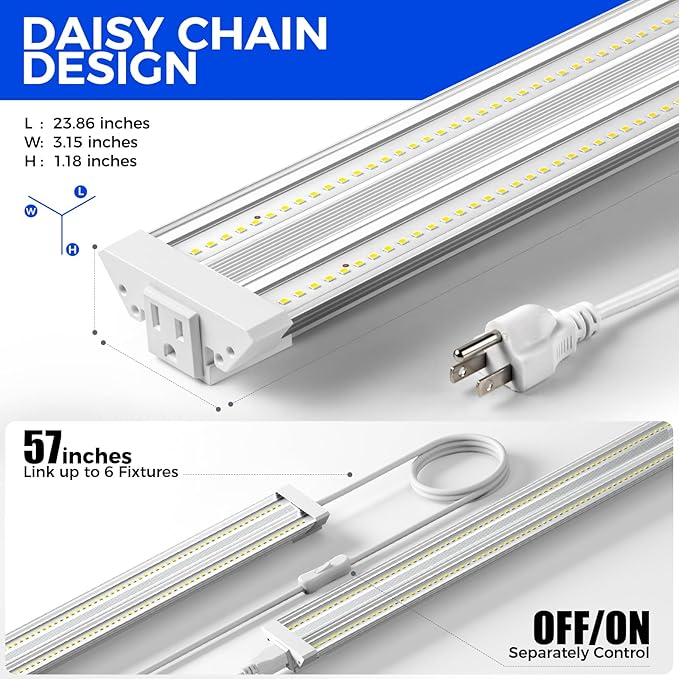 Barrina TX36 2FT Grow Light for Indoor Plants, 36W(200W Equivalent), High PPFD, 5000K Daylight Full Spectrum, Hanging Plant Light for Greenhouse Indoor Growing with On/Off Switch, Linkable, 1 Pack