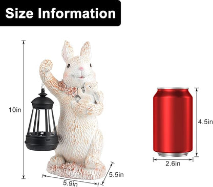 ILLUMINEW Solar Garden Statues Rabbit Lights, Outdoor Lighted Bunny Garden Decor Waterproof Figurines for Patio Porch Balcony Yard Lawn Lantern, Unique Easter Gifts for Mom Grandma Mother