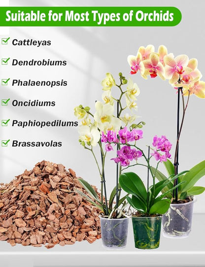 TOYPOPOR Orchid Potting Mix, Orchid Bark with Perlite, Potting Soil Medium for Plants Indoor, Pine Bark Wood Chips for Houseplant Fast Drainage, Water Retention, Air Flow and Root Ventilation 1 Quart