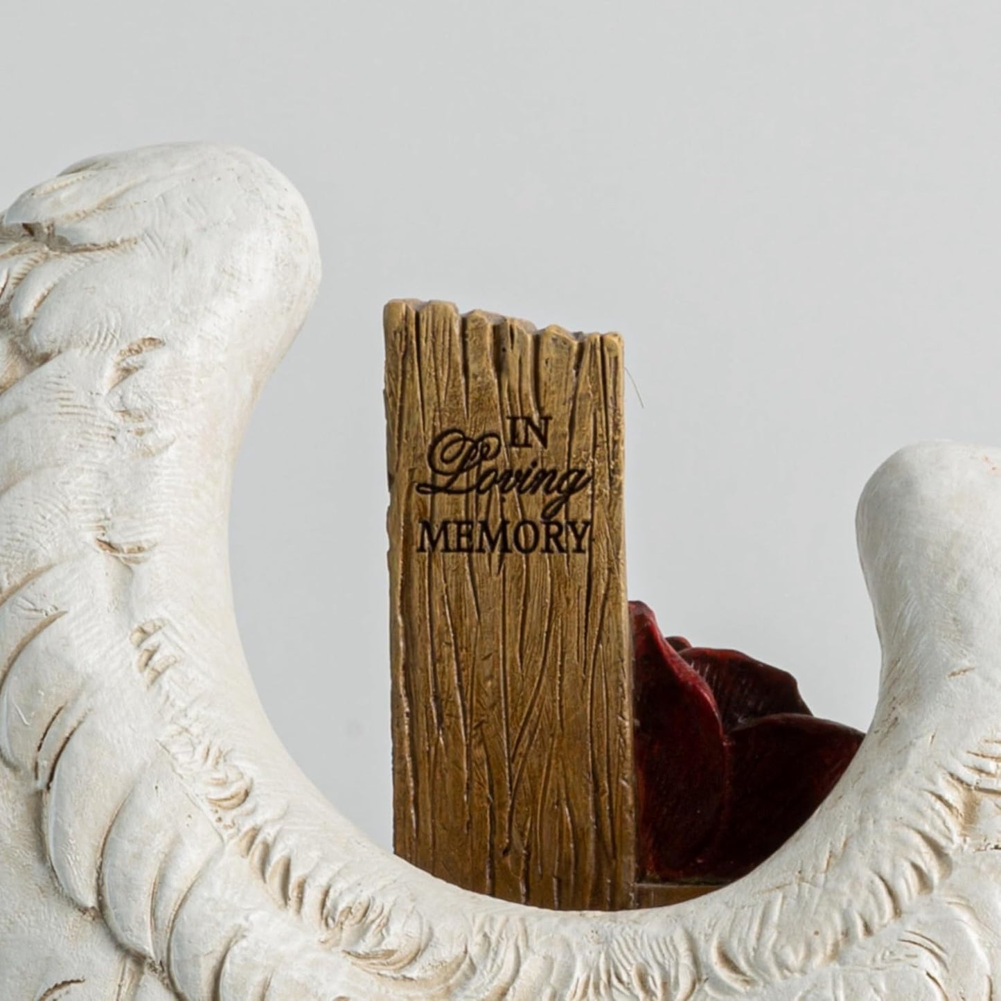 12" Angel Wings Embracing Cross and Rose Garden Statue Memorial Statue for Beloved one