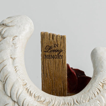 12" Angel Wings Embracing Cross and Rose Garden Statue Memorial Statue for Beloved one