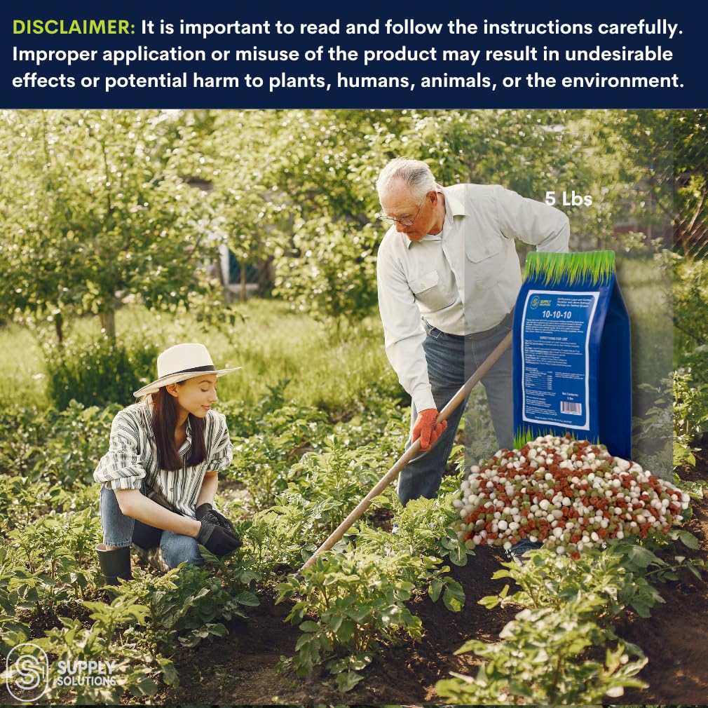 Supply Solutions 10-10-10 Complete Lawn & Garden Granular Fertilizer with Micronutrients – Balanced NPK Plant Food for Soil Health, Blooms & Roots – Safe for Vegetables, Fruits, Lawns (5 Pounds)