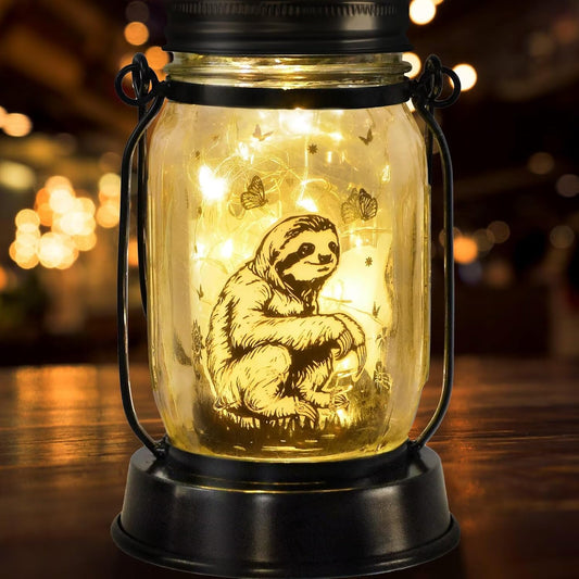 Sloth Gifts for Women/Men/Kids Sloth Animal Lovers Solar Lantern Mom Birthday, Mothers Day, Christmas Animal Gifts, Solar Garden Decoration, Yard, Patio,Backyard,Porch, Torches, Night Light Room Decor