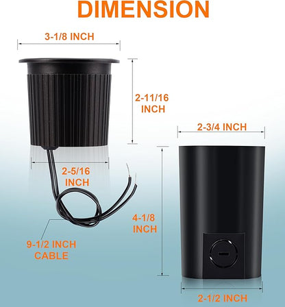 [6 Pack] CLOUDY BAY 9W LED Landscape Well Lights,2700K/3000K/3500K/4000K/5000K Selectable,Low Voltage 12V/24V Ground Lighting,Waterproof Outdoor In Ground Lights for Uplights,Transformer Excluded