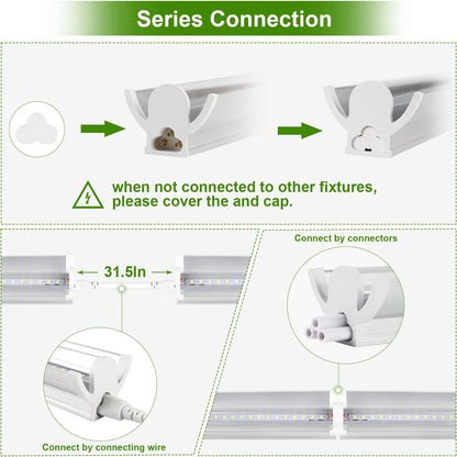 Grow Light T5 1.4Ft (2pcs x 10 Watts),5000k White Full Spectrum LED Lamp Plant Light Strips for Indoor Plant Growing,End-to-End Connectable with V-Shaped Reflector