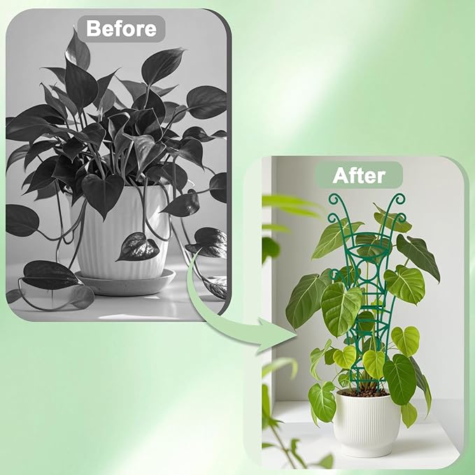 4 Pack Stackable Plant Trellis for Climbing Plants, Indoor/Outdoor Garden Trellis, Plant Support for Vine Ivy Hoya & Houseplants Flower