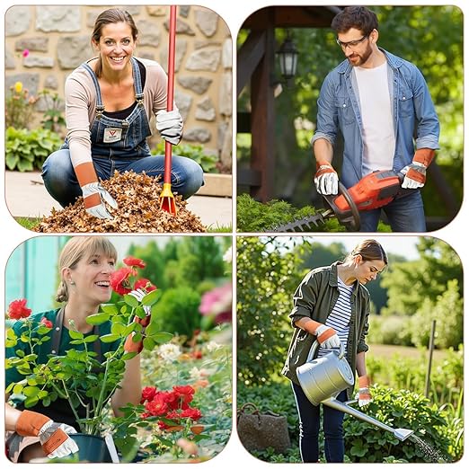 Gardening Gloves, Long Thorn Proof Garden Gloves for Women and Men, Goatskin Breathable Leather Work Gloves for Gardening, Pruning, Yard Work, Brown, XS