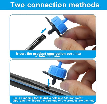 50 Pack 1/2 GPH Pressure Compensating Drip Irrigation Emitters, Premium Plastic Drip Sprinklers for 1/4" Tubing for Indoor/Outdoor Plants, Gardens & Landscapes