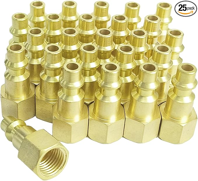 Air Hose Fittings 1/4" FNPT Industrial Air Plugs for Air Compressors 25pcs Brass Air Compressor Fittings Kit Quick Connect Air Fittings