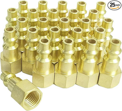 Air Hose Fittings 1/4" FNPT Industrial Air Plugs for Air Compressors 25pcs Brass Air Compressor Fittings Kit Quick Connect Air Fittings
