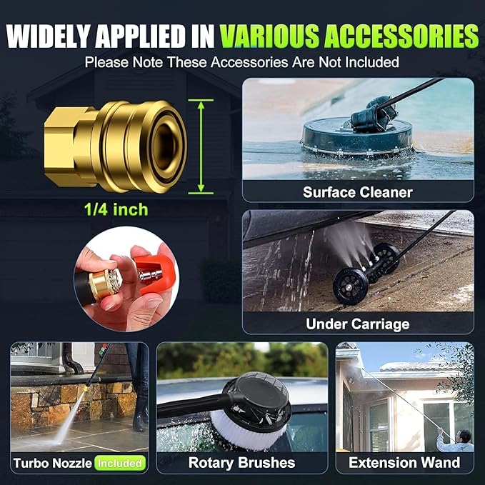 Professional Pressure Cleaner 5000 PSI,4.0 GPM Heavy Duty Power Cleaner with 4 Nozzles,Foam Cannon,33FT Hose and 500ml Soap Bottle for Home/Cars(Green)