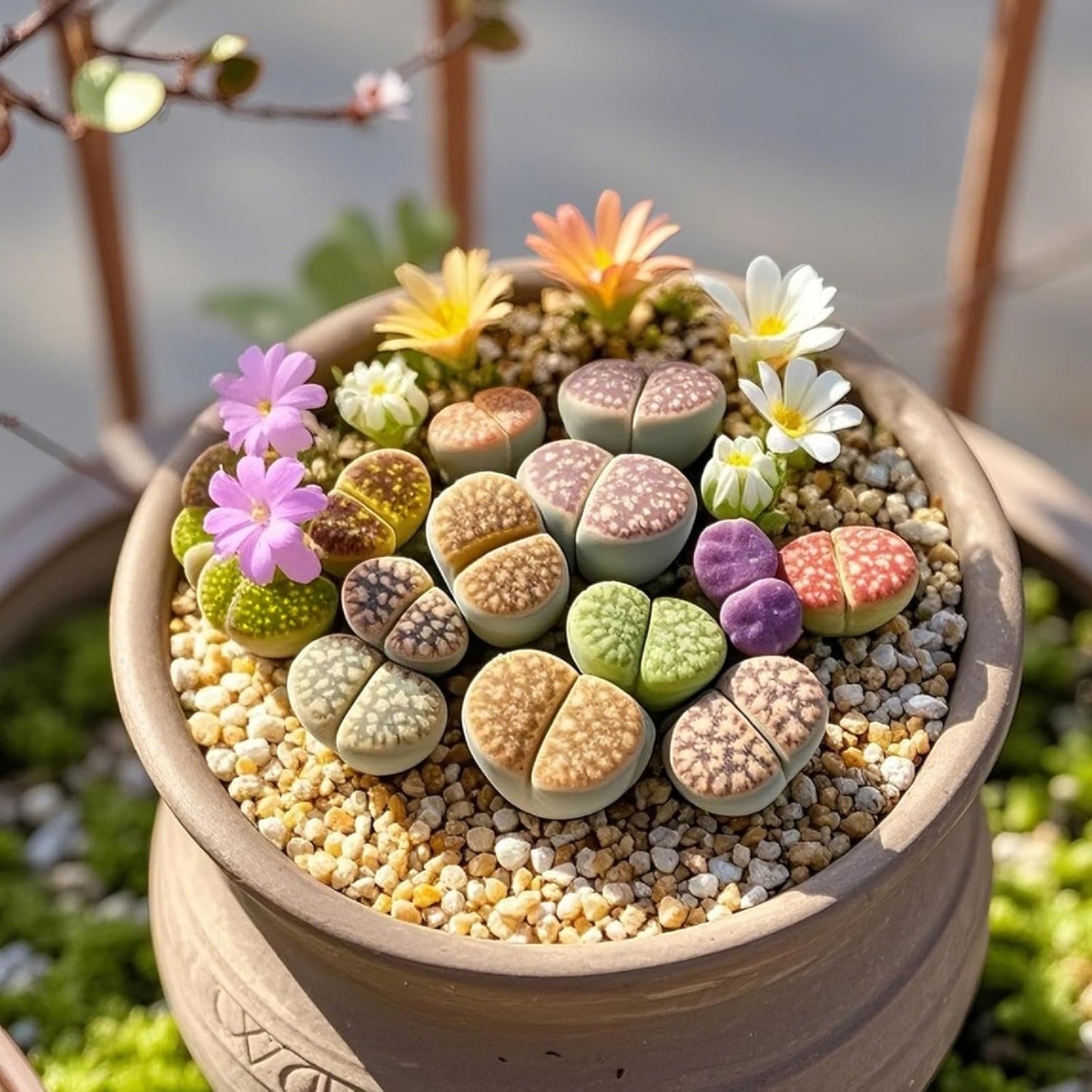 Sprout N Green Rare Lithops Collection, Living Stone Plant Fully Rooted in 4" Pot, Cute Potted Succulents Houseplant Pebble Plant, Great for Terrarium Arrangement, DIY Project