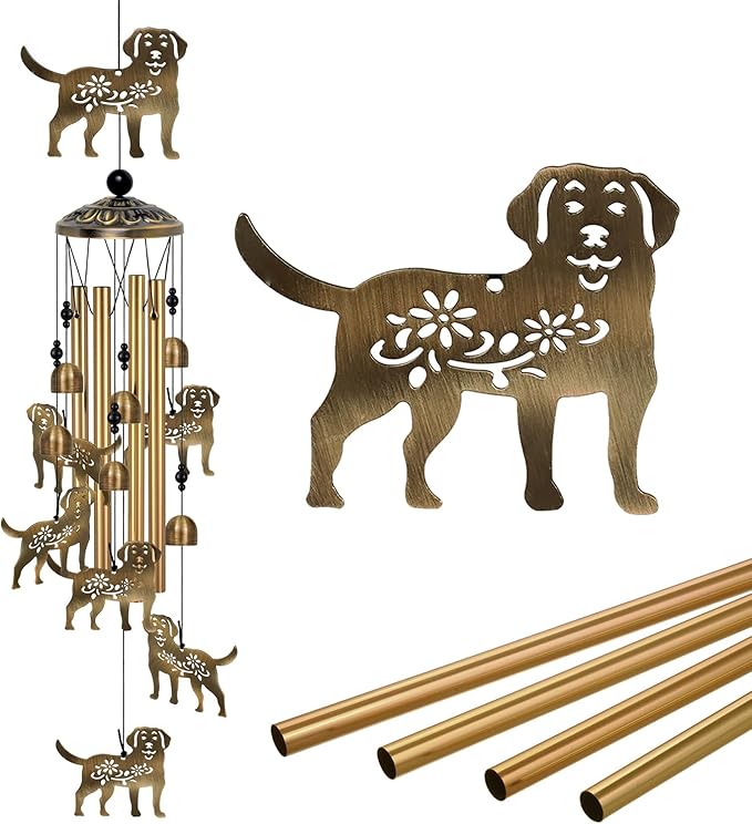 Outdoor Dog Wind Chimes Decor, Portable Wind Chime, Mobile Wind Catcher, Memorial Wind Bells with 7Dogs for Home, Yard, Patio, Trees, Garden Decoration, Valentines Gift, Festival Gift for Mom