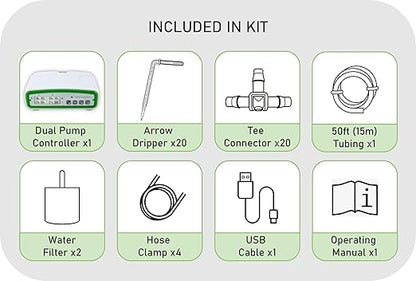 Automatic Watering Drip Irrigation Kit for 20 Plants with Dual Digital Programmable Water Timer, Indoor Automatic Watering System for Houseplants