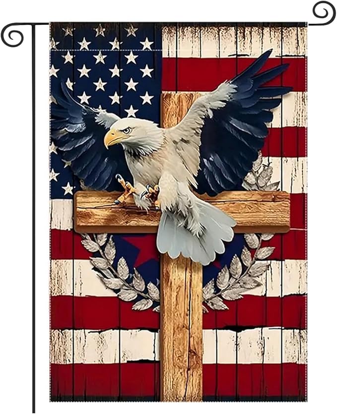 Patriotic Stars and Stripes Eagle Garden Flag 12x18 Inch Double Sided Outside, USA 4th of July Memorial Day Independence Day Yard Outdoor Decoration