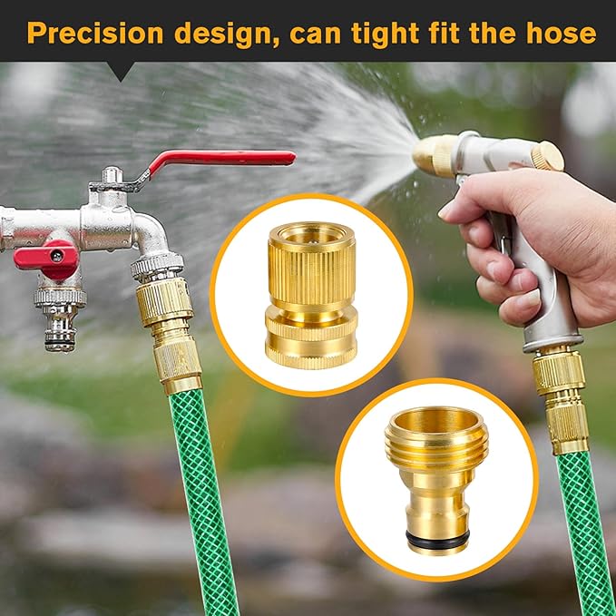 3/4 Inch Brass Garden Hose Quick Connectors Durable Quick Connect Hose Fittings Easy Hose Quick Connect Water Hose Quick Connect for Effortless Switching Between Hoses and Nozzles (1)