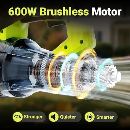 Cordless Leaf Blower with 550 CFM Airflow & 600 W Brushless Motor, Lightweight 6-Speed Electric Blower with 2×3.0Ah Batteries & Charger – for Yard, Patio & Lawn Care