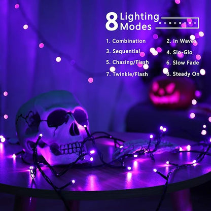 Brizled Purple Lights, 78.74ft 240 LED Halloween Lights Connectable with Timer, 8 Modes Plugin Purple Light String Waterproof Outdoor Mini Light for Outside Indoor Spooky Tree Decor