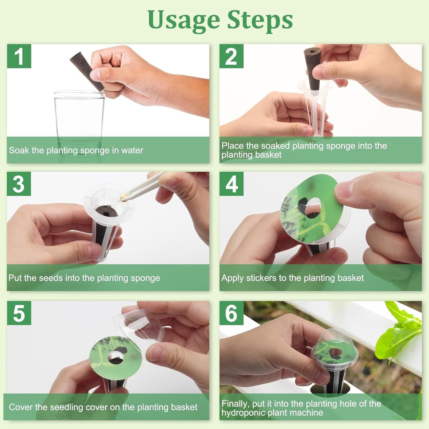 242 PCS Hydroponic Pods Kit, Seed Pods Kit for Aerogarden, Grow Anything Kit, Coolrunner Hydroponics Garden Accessories with 60 Baskets, 60 Stickers, 60 Sponges, 2 Tweezers, 60 Planting Cove (242)