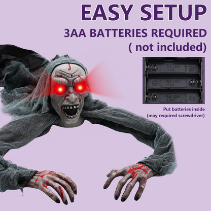 Halloween Light-Up Animated Zombie Groundbreaker with Creepy Sound for Halloween Outdoor,Lawn,Yard,Garden,Patio Decorations