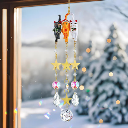 H&D HYALINE & DORA 15.5Inch Cat Suncatcher Crystal Sun Catchers Indoor Window Rainbow Crystal Prisms Ornament Cat Gifts for Women, Pet Lovers
