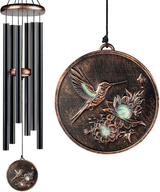 Large Wind Chimes for Outside, 48" Vintage Hummingbird Deep Tone Wind Chime Outdoor Clearance with Heavy Tubes, Patio Porch Balcony Decoration, Garden Hanging Decor Gifts for Women Men