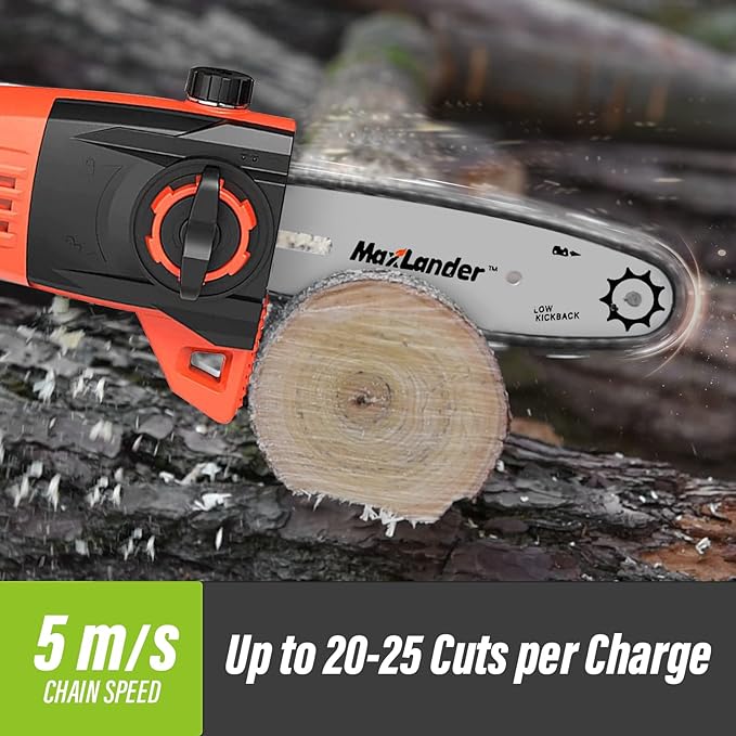 MAXLANDER 8 Inch Cordless Pole Saw, 20V Power Pole Chainsaw for Tree Trimming, Telescoping Electric Tool-free Installation, Adjustable Head Pole Saw with 2.0Ah Battery & Fast Charger