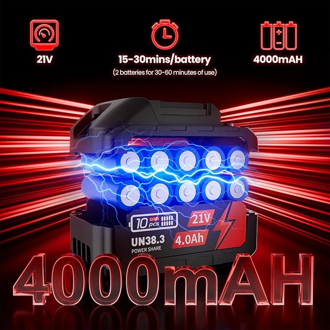 Cordless-Leaf-Blower for Lawn Care-Handheld Blower-Electric Leaf Blower with Battery and Charger with 21V, 4.0Ah X 2 Batteries, Portable dust Cleaner-Lightweight Leaf blowers for Patio Cleaning-red