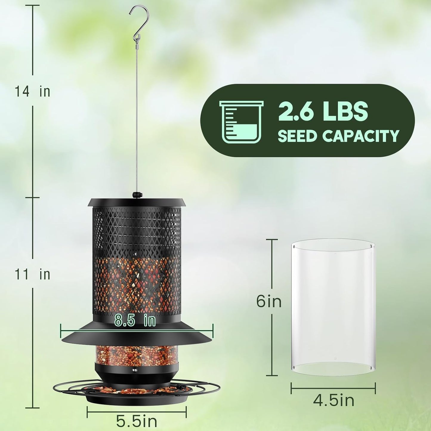 Large Metal Bird Feeders for Outdoors Hanging, Large Capacity Hanging Birdfeeder for Outside