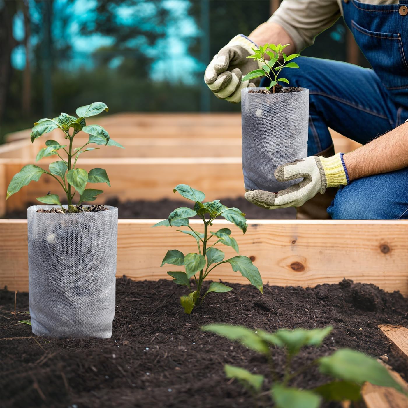 Belit 100 Pcs 10.2" H Deep Nursery Grow Bags, Non-Woven Plants Pots Container for Starting Rooted Plants Vegetable, Flower, Seedling Tree