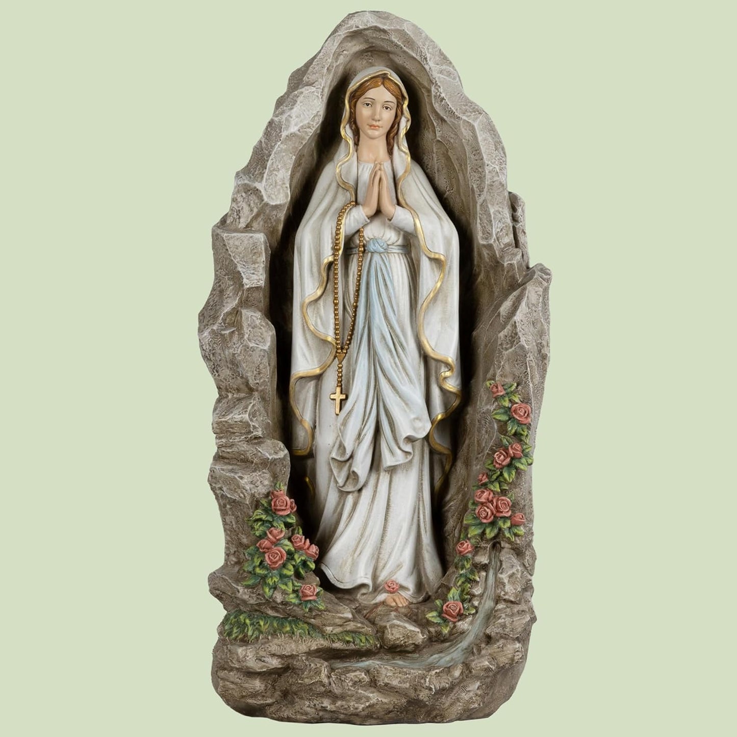 Our Lady of Lourdes Statue - 24 Inches Virgin Mary Statue Outdoor Catholic Garden Decor, Our Lady of Lourdes Grotto Sculpture for Home Yard Patio Lawn Hallway Decor