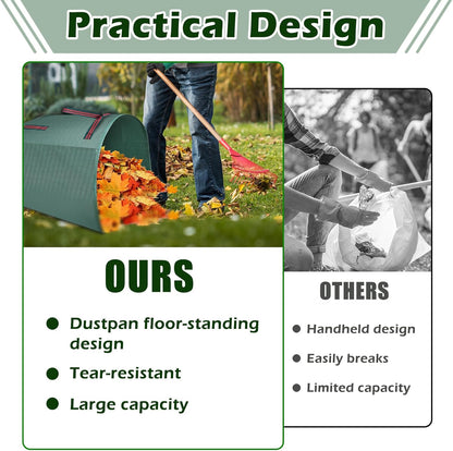 2 Pack 53 Gallons Leaf Bags, Reusable Yard Waste Bags Large Capacity Semi-Circular Dustpan-Type Lawn Bags for Collecting Leaves Sturdy & Waterproof Yard with A Pair of Gloves