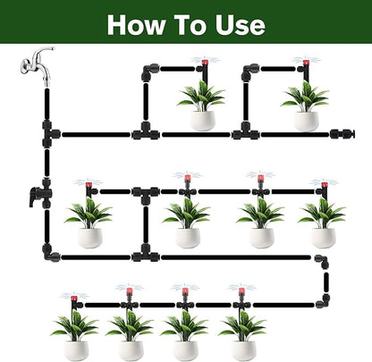 Kalolary 30PCS Quick-Connect 1/4" Drip Irrigation Tee Connectors Universal 90 Degree Elbow Fitting for 1/4 Inch Irrigation Tubing Irrigation Connectors for Drip or Sprinkler System