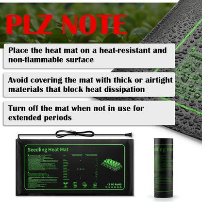 Seed Starter Trays with LED Lights and Heat Mat - 4p Seedling trays with 5" Higher Humidity Domes, 2p Flexible Grow Lights and 2p Constant Temperature Heating Mats, Propagation Tray for Planting Seed