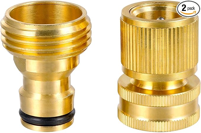 3/4 Inch Brass Garden Hose Quick Connectors Durable Quick Connect Hose Fittings Easy Hose Quick Connect Water Hose Quick Connect for Effortless Switching Between Hoses and Nozzles (2)