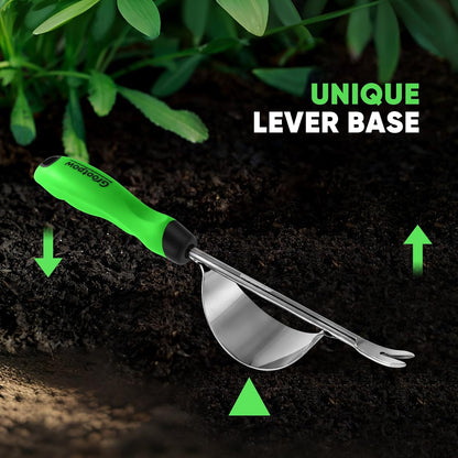 Grootpow HW1 Hand Weeder Tool, Weed Puller Tool with Ergonomic Handle for Garden - Durable Unique Lever Design Dandelion Weeder Tool with V-Shaped Forks for Easy Weed Removal - in Gift Box