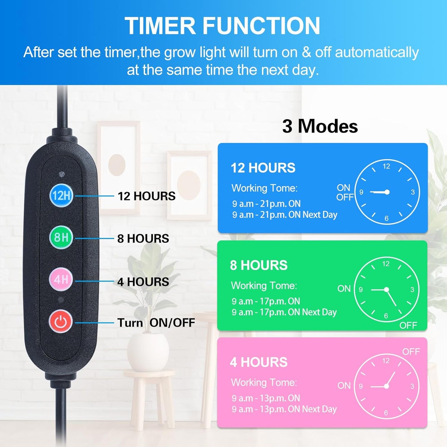 Clip Grow Light for Seed Starting with Timer, 27W Grow Lights for Indoor Plants Full Spectrum, 2025 Brightest LED Plant Grow Light for Houseplants, Bonsai, Pot Plants, Seedlings