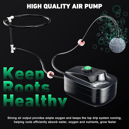2 Buckets DWC Hydroponics Grow System with Top Drip Kit, 7 Gallon Deep Water Culture with Air Pump, Air Stone, Air Hose, Recirculating Drip Garden System