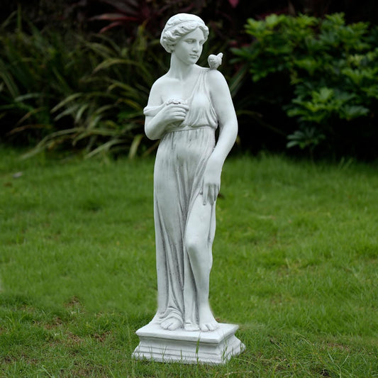 Outdoor Nymph Statues, 32Inch Garden Goddess Sculptures, Greek Mythology Roman Decor, Large Statues for Patio Yard Lawn Porch, Grey (Nymph-Grey)